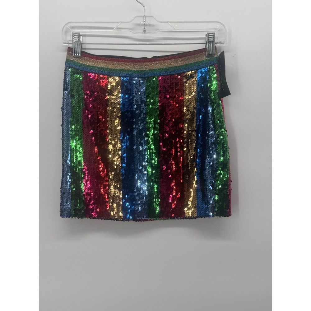 New Signature Women's Sequin Rainbow Mini Skirt Size S LGBTQ Pride Club Wear